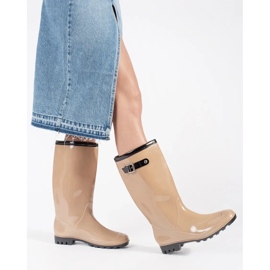 Botas de agua mujer charol alto beige 1