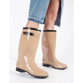 Botas de agua mujer charol alto beige 3