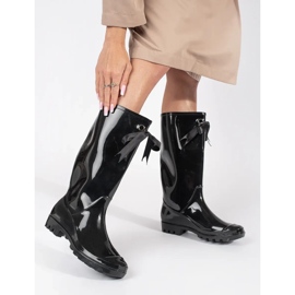 Goodin Botas de agua altas de mujer charol negro 1