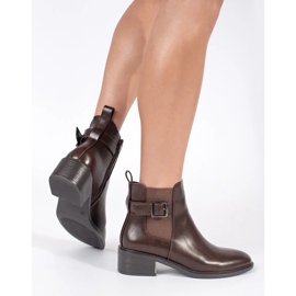 Botas Chelsea de mujer marrones con hebilla y tacón alto marrón 3
