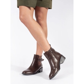 Botas Chelsea de mujer marrones con hebilla y tacón alto marrón 5