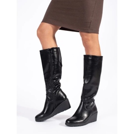 Botas cuña mujer negras negro 1