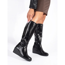 Botas cuña mujer negras negro 2 Botas cuña mujer negras negro 2