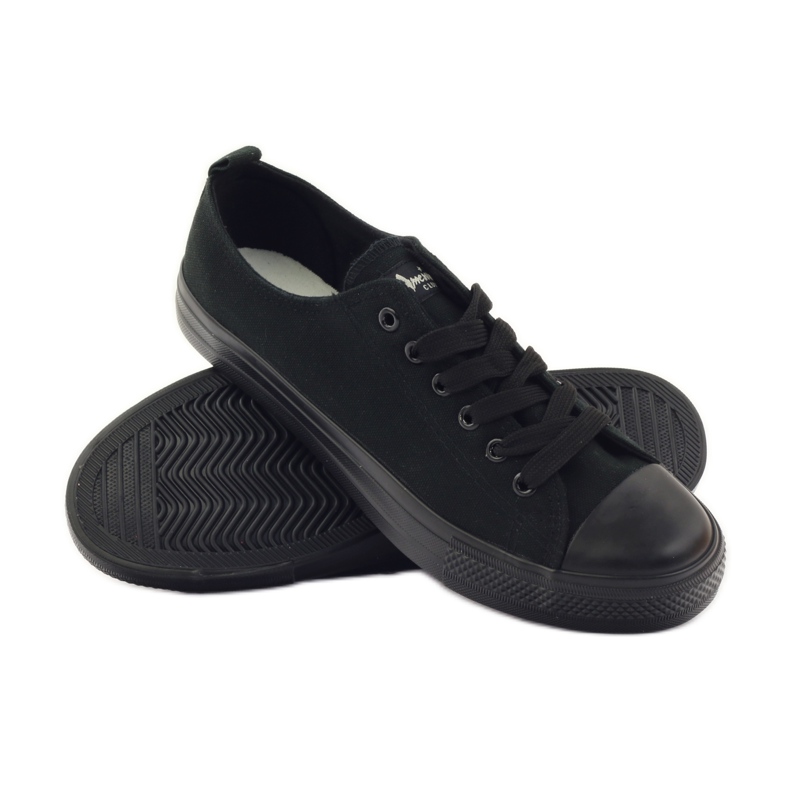 Zapatos de mujer zapatillas deportivas atadas negras American Club LH07/19 negro 3