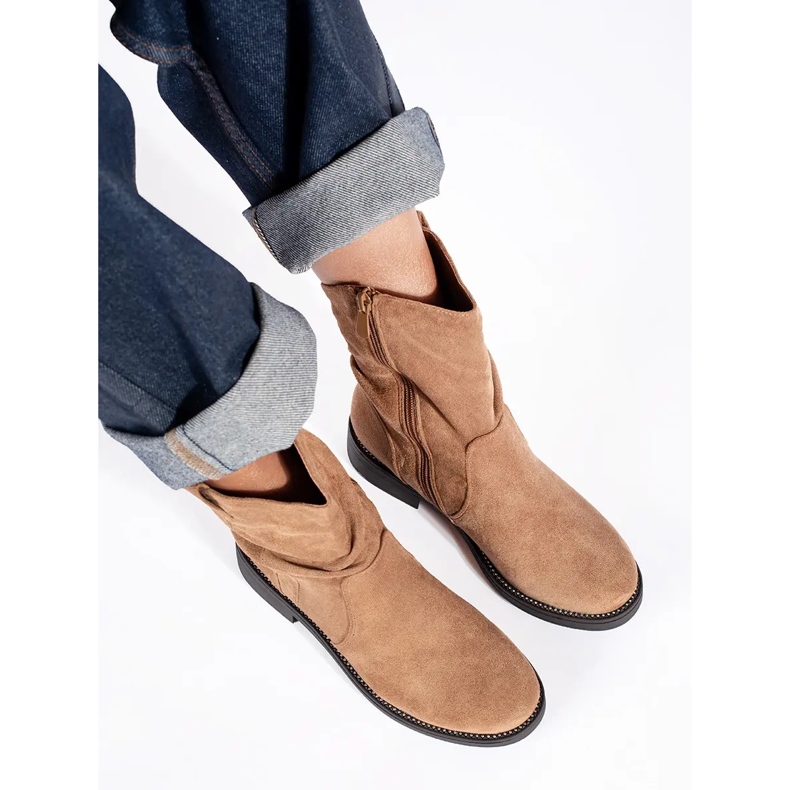 Botas cowboy mujer ante beige oscuro 2
