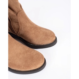 Botas cowboy mujer ante beige oscuro 3