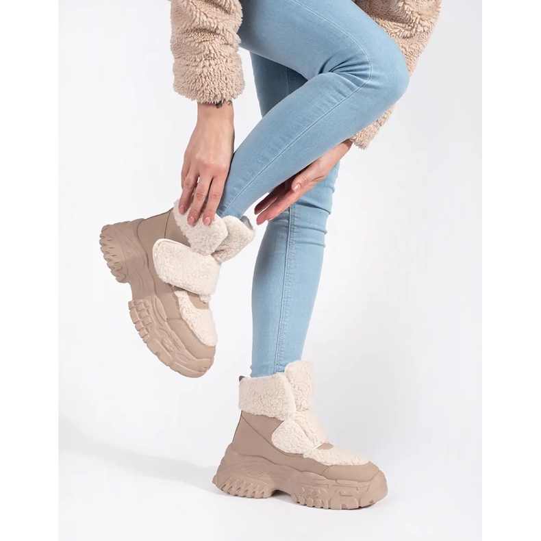 Seastar Botas de nieve con plataforma beige y pelo de borrego 1
