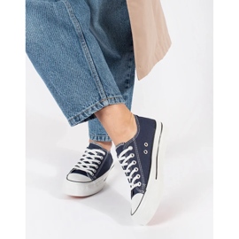 Seastar Deportivas clásicas de mujer con cordones y plataforma azul marino 3