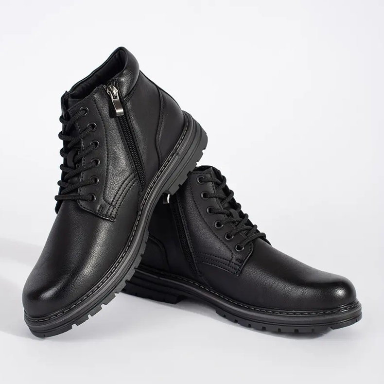 Botines negros aislantes con cordones para hombre 2 Botines negros aislantes con cordones para hombre 2