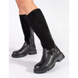 Botas de mujer de piel negra con plataforma de Sergio Leone negro 1