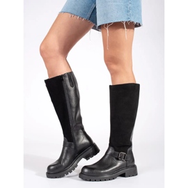 Botas de mujer de piel negra con plataforma de Sergio Leone negro 2