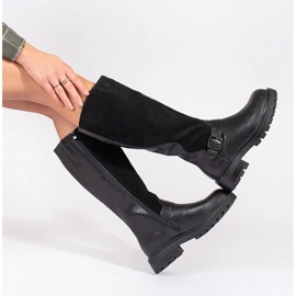 Botas de mujer de piel negra con plataforma de Sergio Leone negro 3
