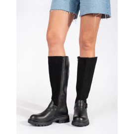 Botas de mujer de piel negra con plataforma de Sergio Leone negro 4