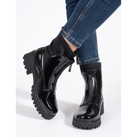 Goodin Botines de mujer de charol negro con cremallera 3