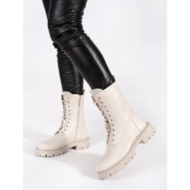 Seastar Botas trabajadoras de mujer beige claro con pasadores 1 Seastar Botas trabajadoras de mujer beige claro con pasadores 1