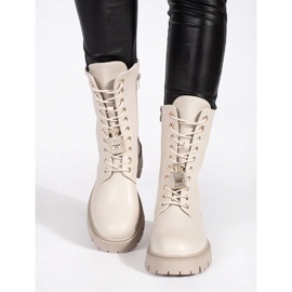 Seastar Botas trabajadoras de mujer beige claro con pasadores 2 Seastar Botas trabajadoras de mujer beige claro con pasadores 2