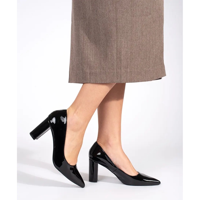 Seastar Elegantes zapatos de salón de tacón alto charol negro. 1