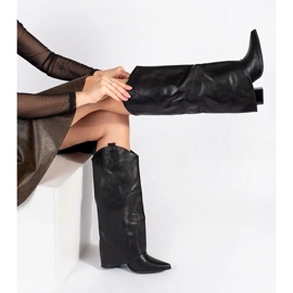 Botas estilo cowboy de mujer negras con tacón alto negro 2