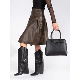 Botas estilo cowboy de mujer negras con tacón alto negro 4