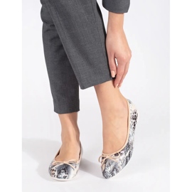 Bailarinas planas de mujer con estampado de serpiente y lazo. beige 1