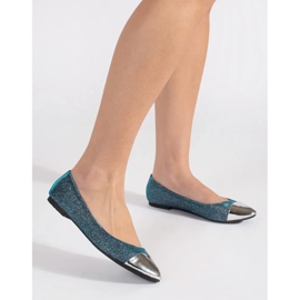 Bailarinas azules brillantes con puntera plateada. 2