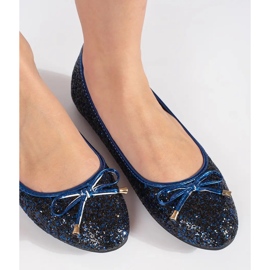Bailarinas azul marino brillantes con lazo 3