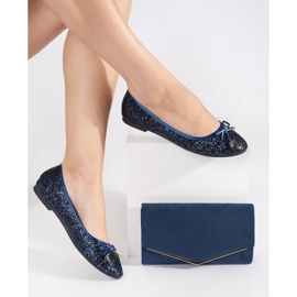 Bailarinas azul marino brillantes con lazo 4
