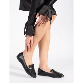 Mocasines de mujer negros decorados con flecos 2