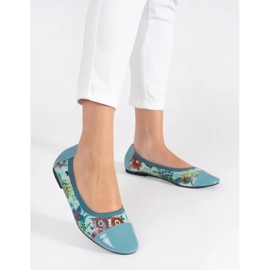 Goodin Bailarinas con estampado floral y puntera de charol. azul 1