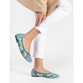 Goodin Bailarinas con estampado floral y puntera de charol. azul 2