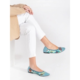 Goodin Bailarinas con estampado floral y puntera de charol. azul 3