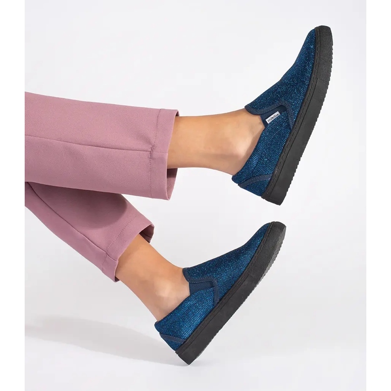 Zapatillas slip-on azules con purpurina 1 Zapatillas slip-on azules con purpurina 1