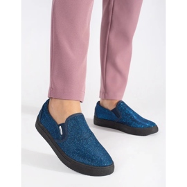 Zapatillas slip-on azules con purpurina 2