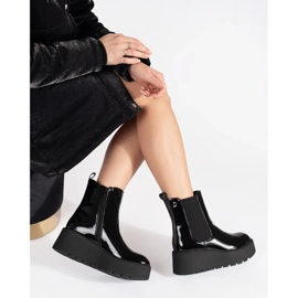 Seastar Botas Chelsea de mujer charol negro con cuña 1
