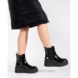 Seastar Botas Chelsea de mujer charol negro con cuña 3
