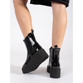 Seastar Botas Chelsea de mujer charol negro con cuña 4