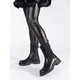 Seastar Botas Chelsea de mujer negras con pin dorado decorativo negro 2
