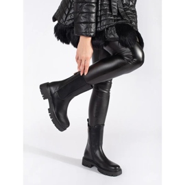 Seastar Botas Chelsea de mujer negras con pin dorado decorativo negro 4