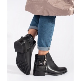 Botas Chelsea de mujer negras con tacón plano negro 2