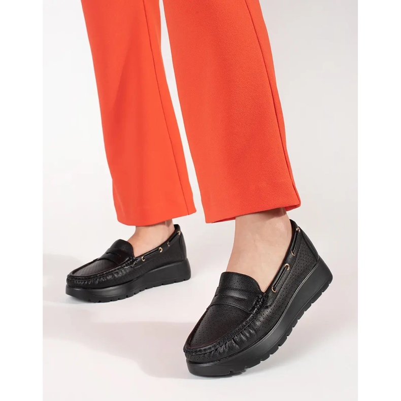 Goodin Elegantes mocasines de mujer negra negro 1