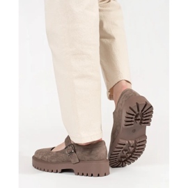 Goodin Zapatos beige en la plataforma de gamuza 3