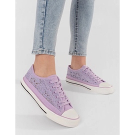 Zapatillas de zapatillas Violet Openwork atadas violeta 1