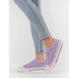 Zapatillas de zapatillas Violet Openwork atadas violeta 2