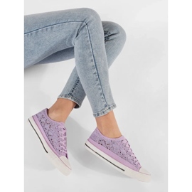 Zapatillas de zapatillas Violet Openwork atadas violeta 3