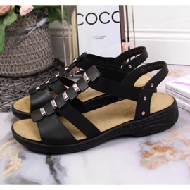 Sandalias romanas de piel negra Rieker W 64580 negro 5