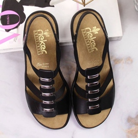 Sandalias romanas de piel negra Rieker W 64580 negro 6