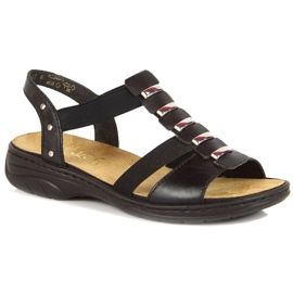 Sandalias romanas de piel negra Rieker W 64580 negro 7