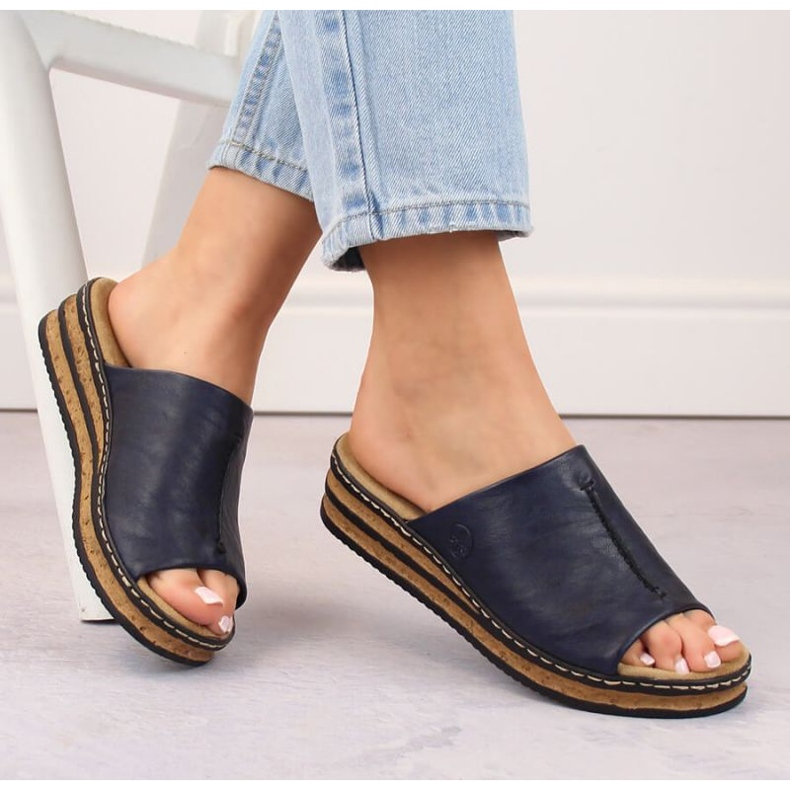 Cómodas chanclas Rieker W RKR670, azul marino 1