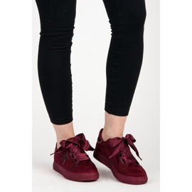 Zapatillas Bordo Suede Atadas rojo 2