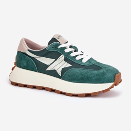 Zapatos deportivos de gamuza para mujeres en la plataforma Vinceza 66720 verde 4